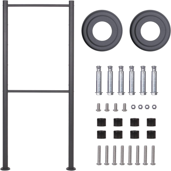 Wiltec Briefkasten Ständer 4-Fach Anthrazit 1700 x 700 mm, Vierfach Standfuss für Postkasten Briefkä