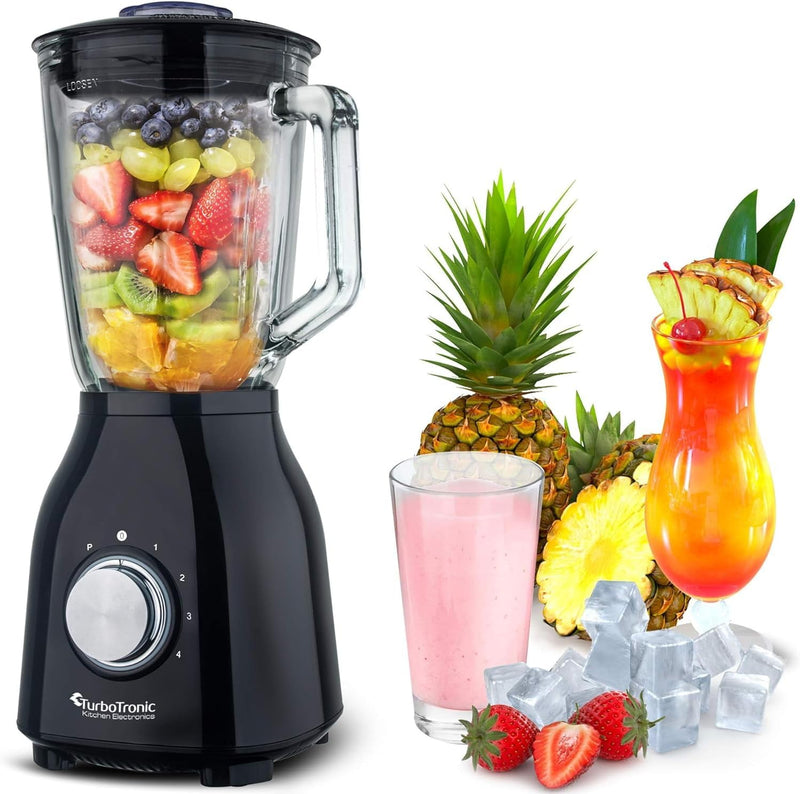 1400 Watt Standmixer mit Glasbehälter 1,5 Liter, BPA-frei, 6 Edelstahl-Klingen, Smoothie Maker, Blen