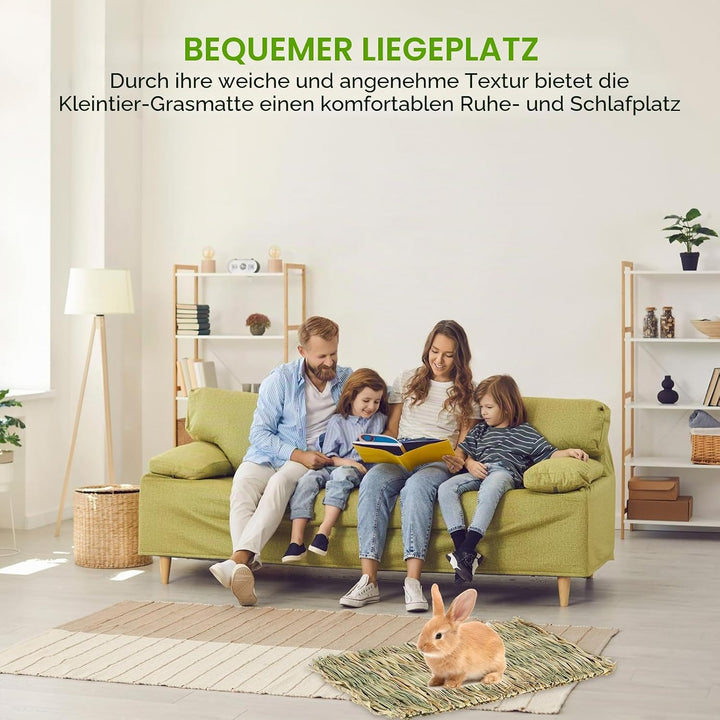 GBKDQQ 8 Stück Kleintier Grasmatten, 28x20cm Grasmatte Gewebte, Kaninchen-Bett, Natürliche Sicher un