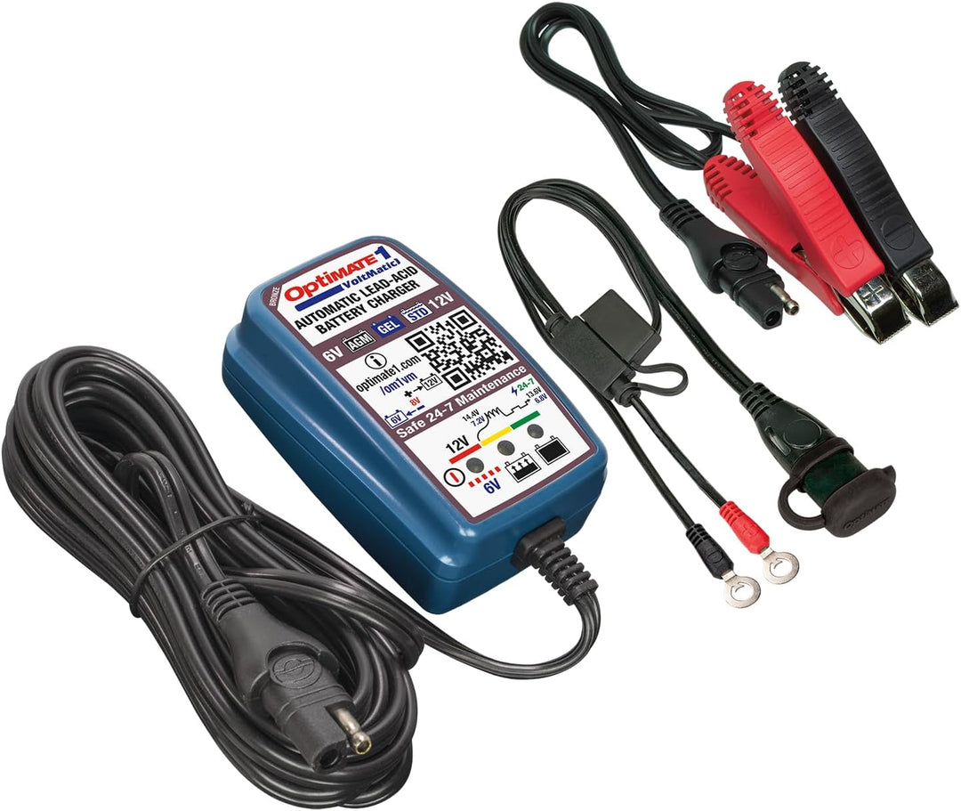 TecMate Optimate 1 VoltMatic, TM-400a, 4-stufiges 6V / 12V 0.6A Batterieladegerät und -wartung