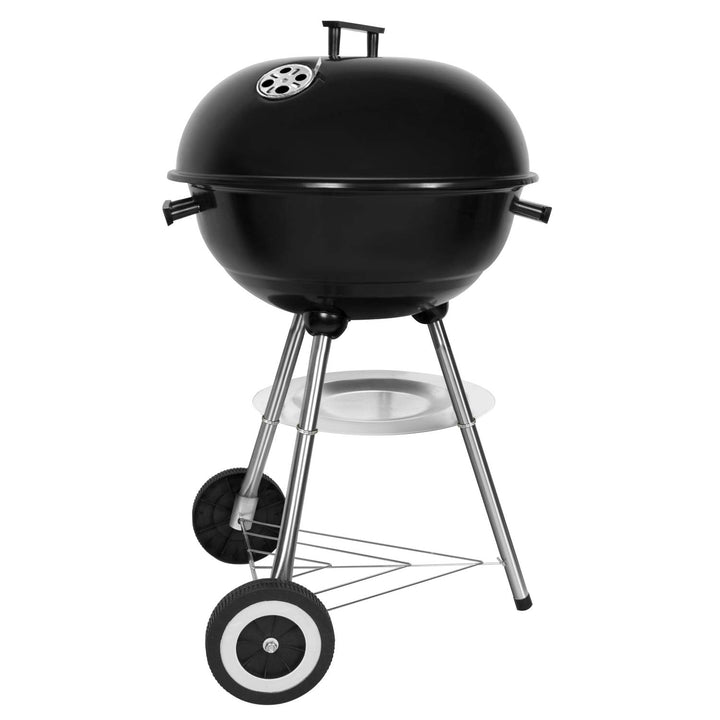 SunJas Holzkohlegrill, tragbar, rund, Deckel, Doppelräder, Grill auf Standfuss, φ 41 cm, Höhe 70 cm,