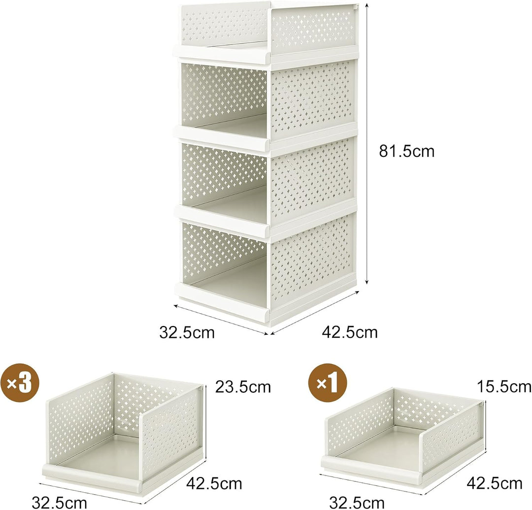 81.5cm Organizer Schubladenregal Kunststoff,Badezimmerschrank | 4 pcs Stapelbares Regal Hoch für Bad