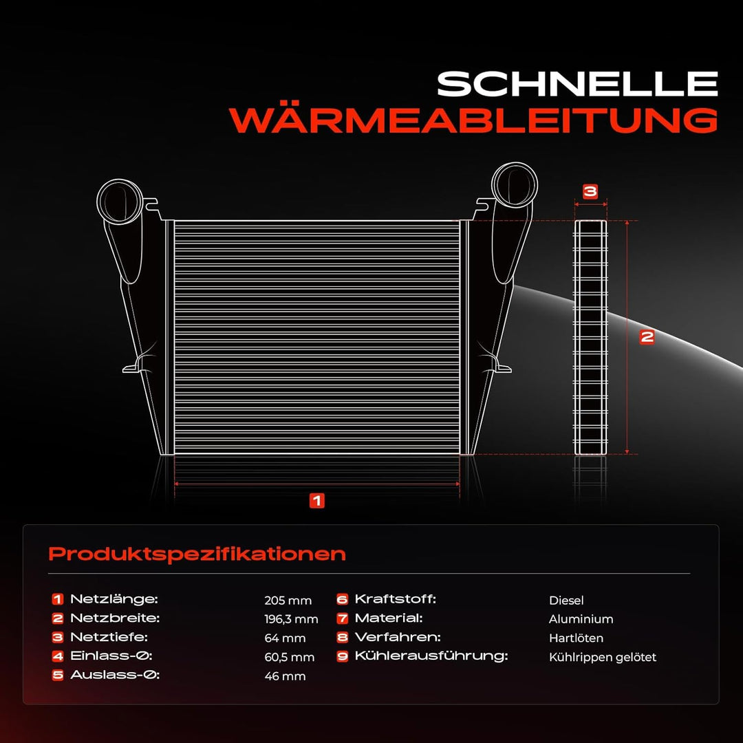 Frankberg Ladeluftkühler Turbokühler Kompatibel mit A6 4F2 4F5 4FH C6 2.7L 3.0L Diesel 2004-2011 Rep