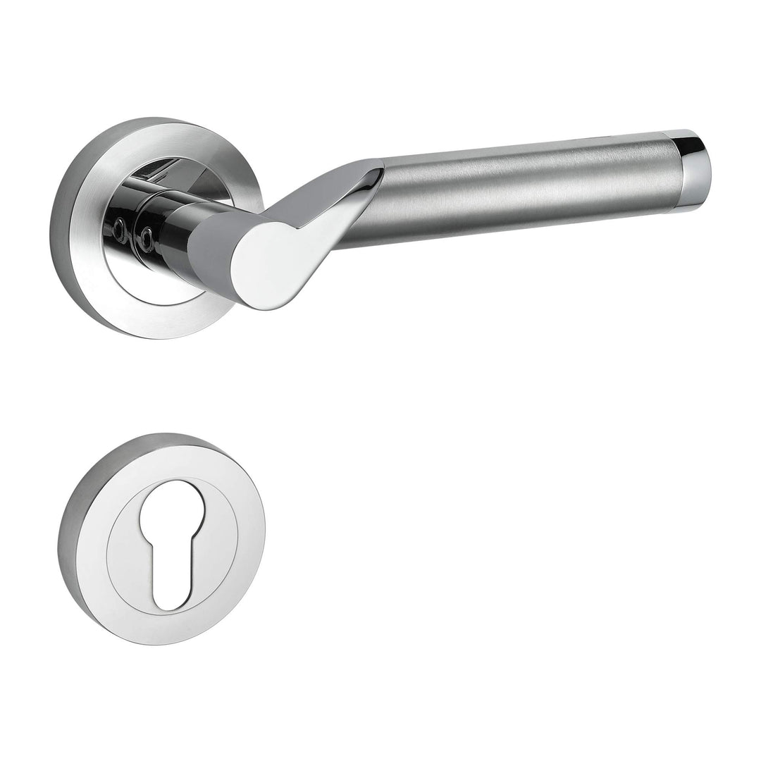 Design Drückergarnitur Lightning | Schnellmontage Schraubrosettenoptik | Festdrehbare Lagerung | Chr