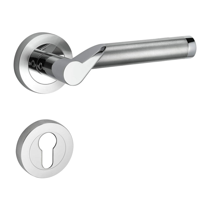 Design Drückergarnitur Lightning | Schnellmontage Schraubrosettenoptik | Festdrehbare Lagerung | Chr