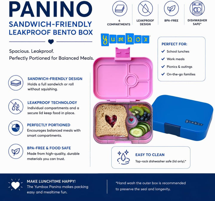yumbox Panino M Lunchbox - mittelgrosse Brotdose mit 4 Fächern | Kinder Bento Box für Kindergarten,
