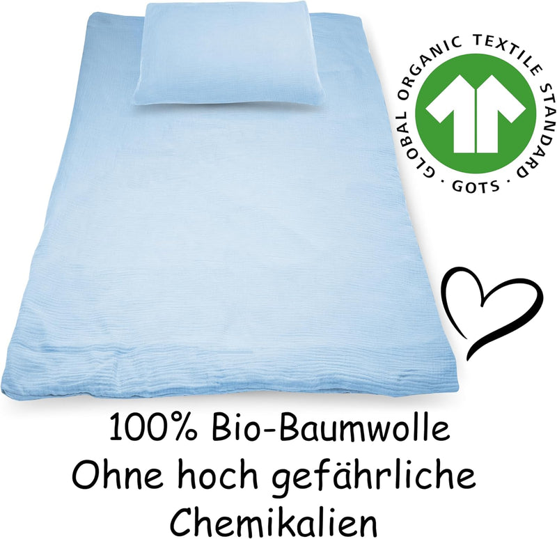 PinkZebra Musselin Kinderbettwäsche 100x135 cm + 40 x 60 cm, Bettwäsche aus ohne GMO 100% Bio-Baumwo