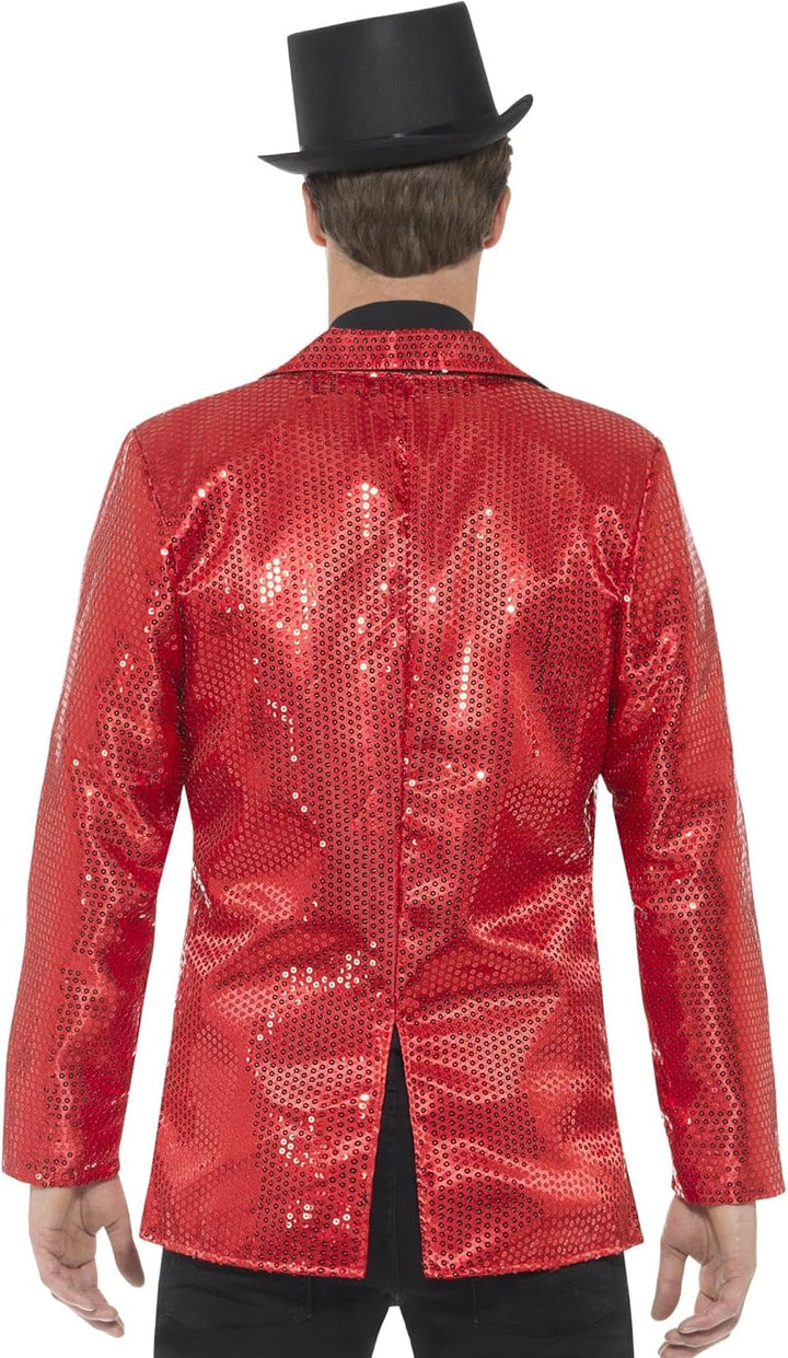 Smiffys, Herren Pailletten Jacke M Rot, M Rot