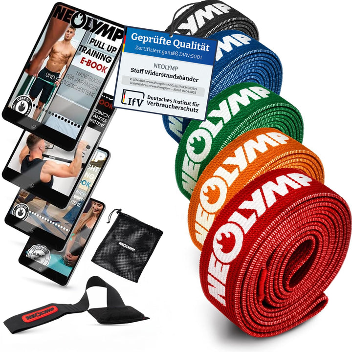 NEOLYMP Premium Fitnessbänder + E-Book mit über 100 Übungen | Resistance Bands | Terra Band | Resist