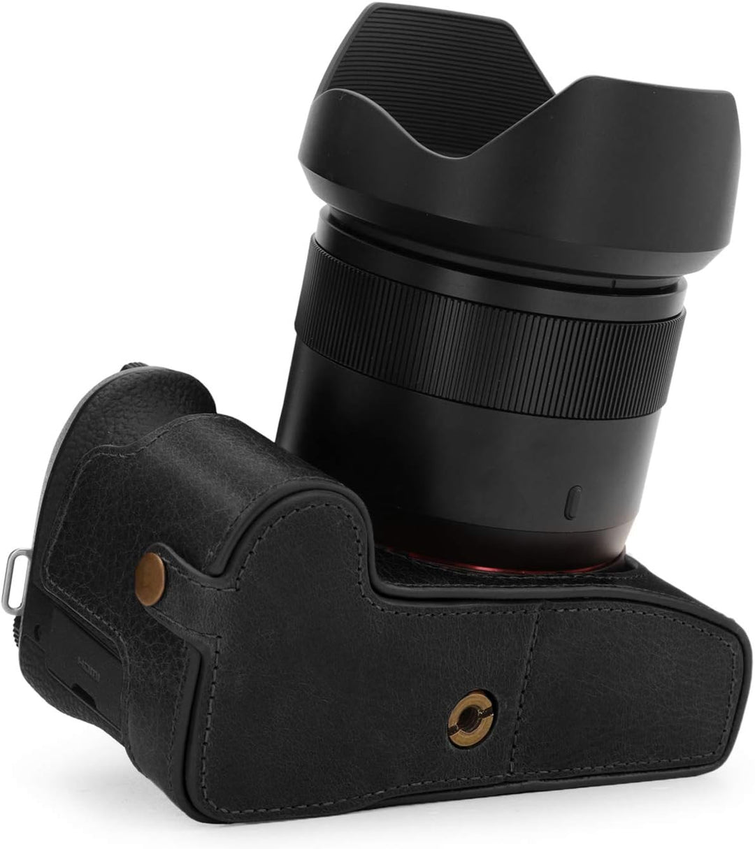 MegaGear MG1681 Ever Ready Kameratasche aus echtem Leder, kompatibel mit Leica V-Lux 5, Panasonic Lu