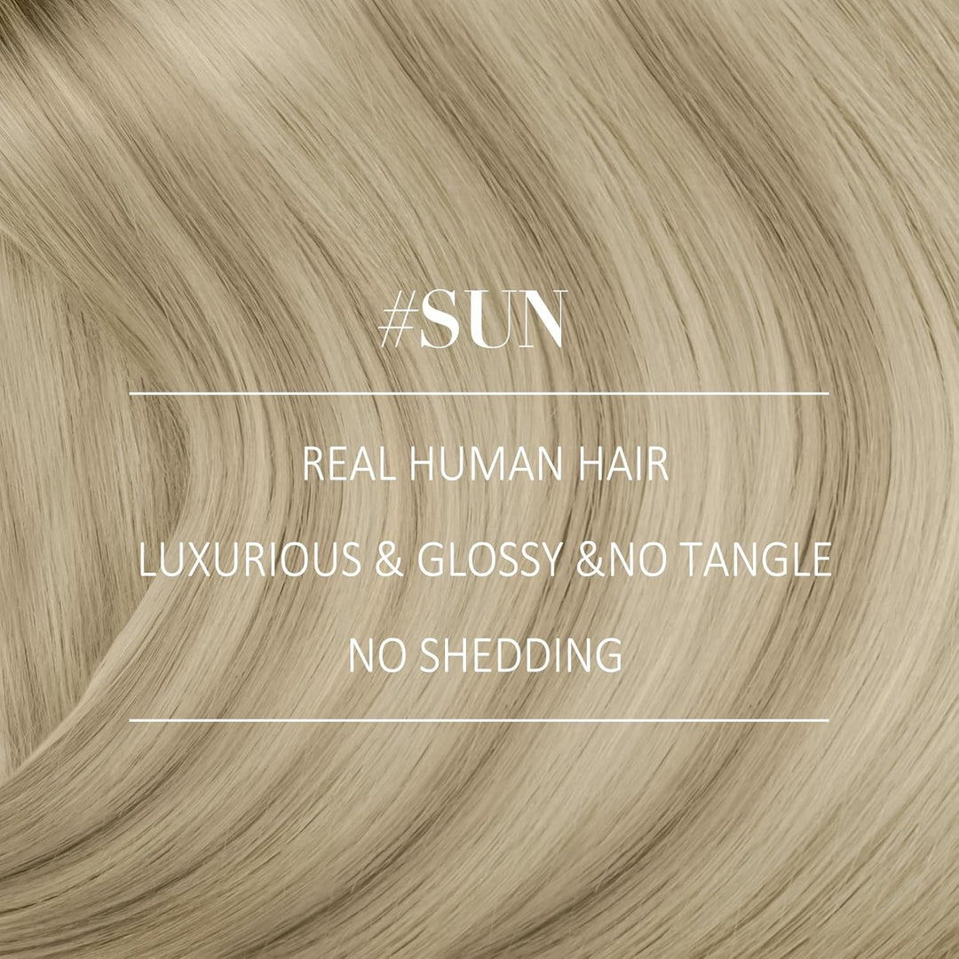 YoungSee Echthaar Tressen zum Einnahen Blond 55cm Tressen Echthaar Aschblond Ombre Blond Haartressen