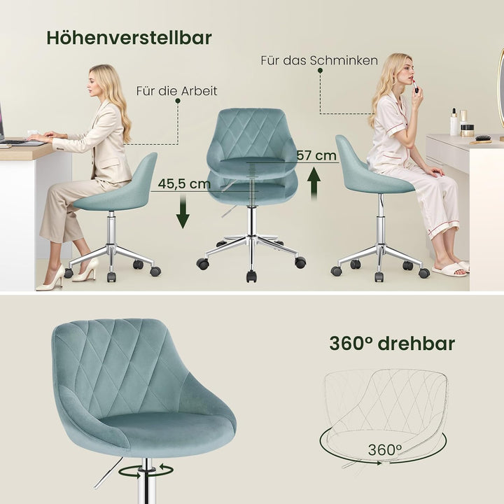 EUGAD Schminkstuhl, Homeoffice Stuhl, Schreibtischstuhl, Kosmetikhocker, Bürostuhl Kinder, höhenvers