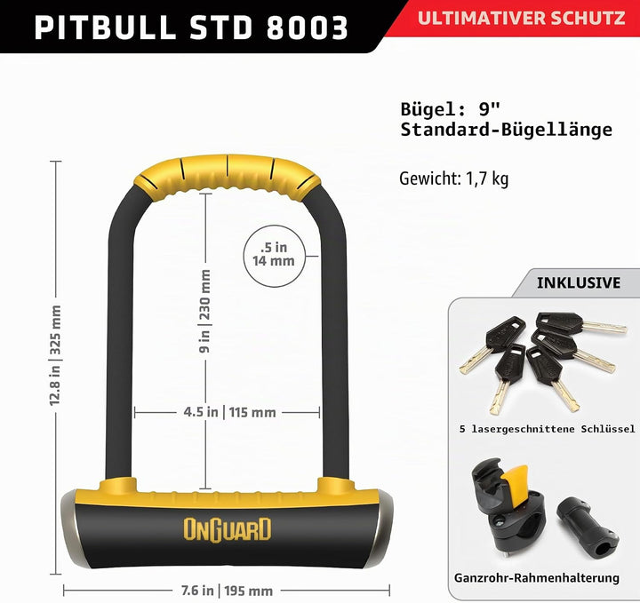 On-Guard Mastiff Kettenschloss mit Schlüssel 115 x 230 x 14 mm Pitbull, 115 x 230 x 14 mm Pitbull