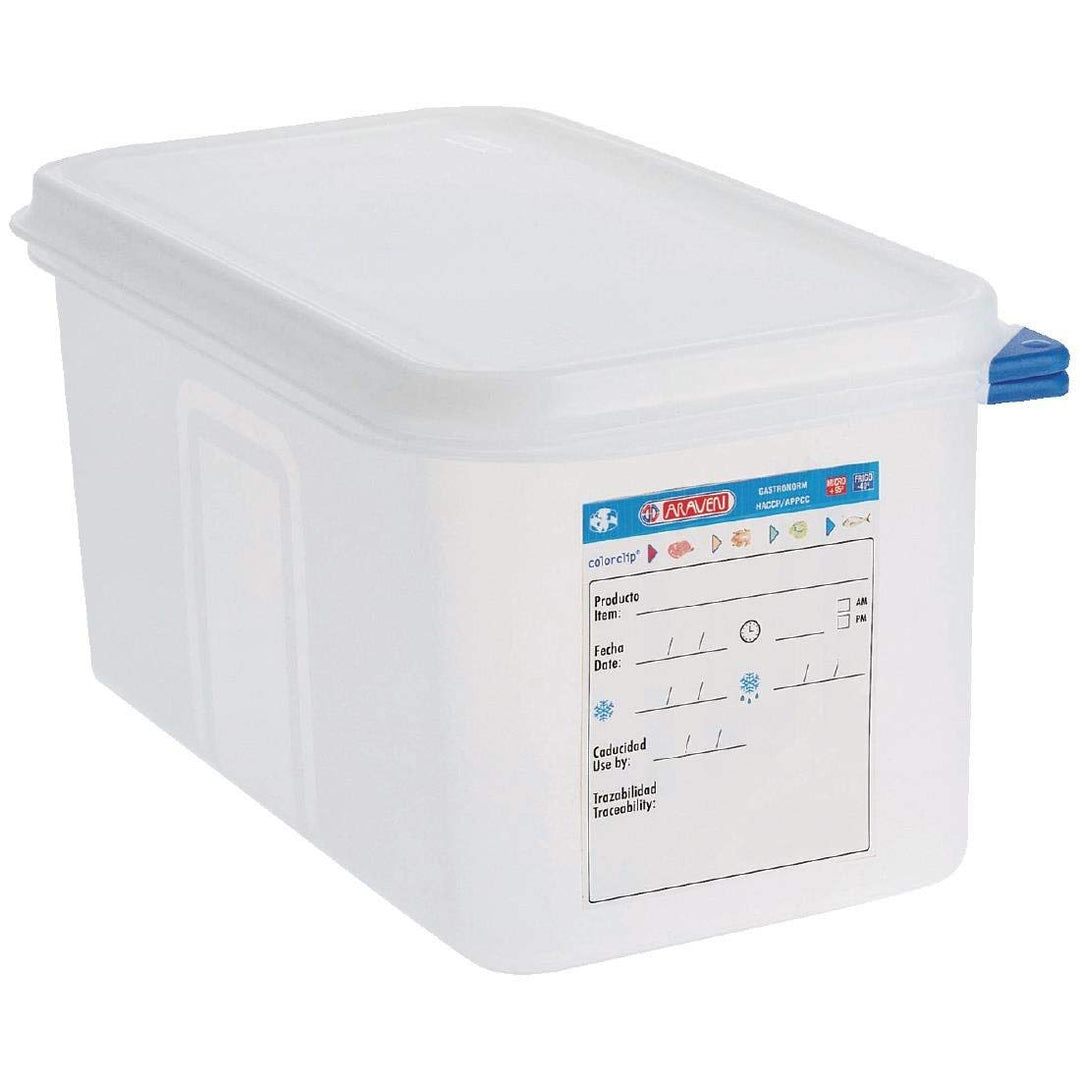 Araven Lebensmittelbehälter 6 l, 1/3 GN, H 150 x B 325 x T 176 mm. Lieferumfang: 4.