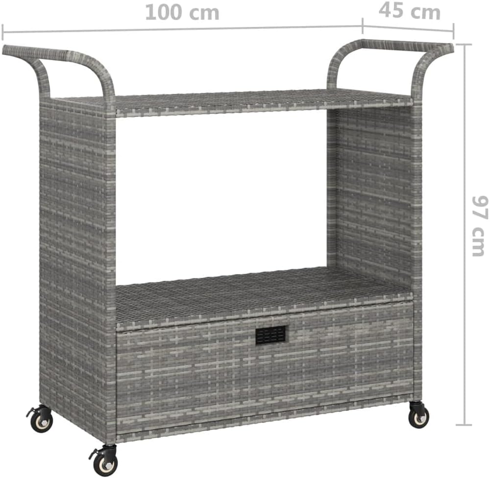 vidaXL Barwagen mit Schublade 4 Rollen Servierwagen Teewagen Küchenwagen Beistellwagen Arbeitswagen