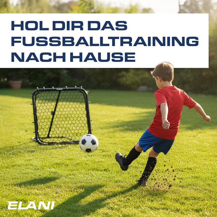 ELANI - Rebounder für Fussball 1x1m mit Schutzrand &amp; 6 Heringen für sicheren Stand - Fussball Reboun