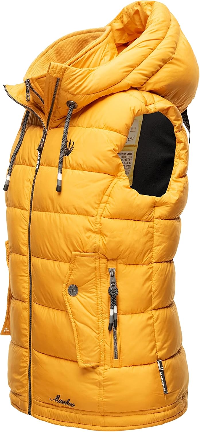 MARIKOO Damen leichte Übergangsweste Steppweste mit Kapuze Taisaa XS-3XL XS Gelb, XS Gelb