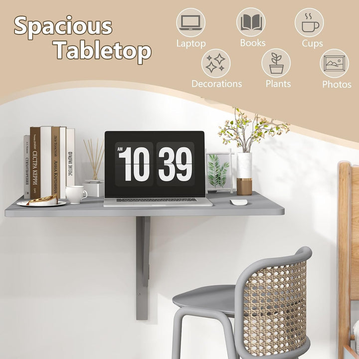 GIANTEX Wandklapptisch klein, Wandtisch Hängetisch Klappbar 80x60cm, Wandmontierter Klapptisch Essti