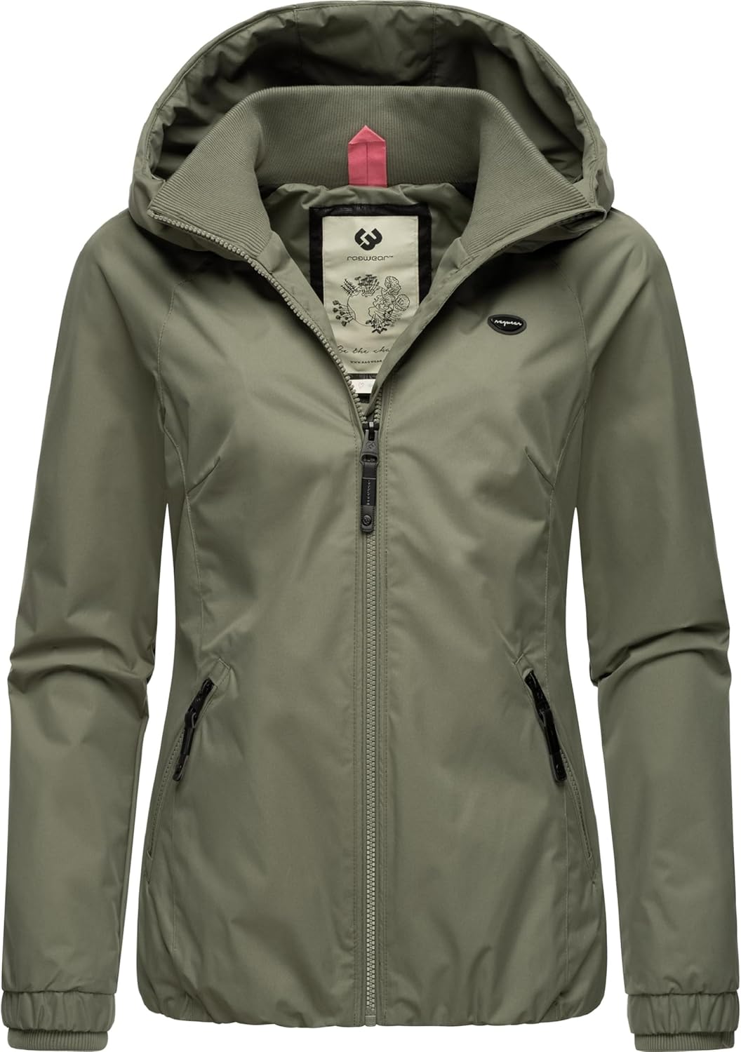 Ragwear Damen wasserdichte Übergangsjacke leichte Jacke kurz mit Kapuze Dizzie Intl XS-6XL S Olive02