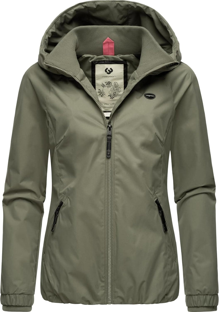 Ragwear Damen wasserdichte Übergangsjacke leichte Jacke kurz mit Kapuze Dizzie Intl XS-6XL S Olive02