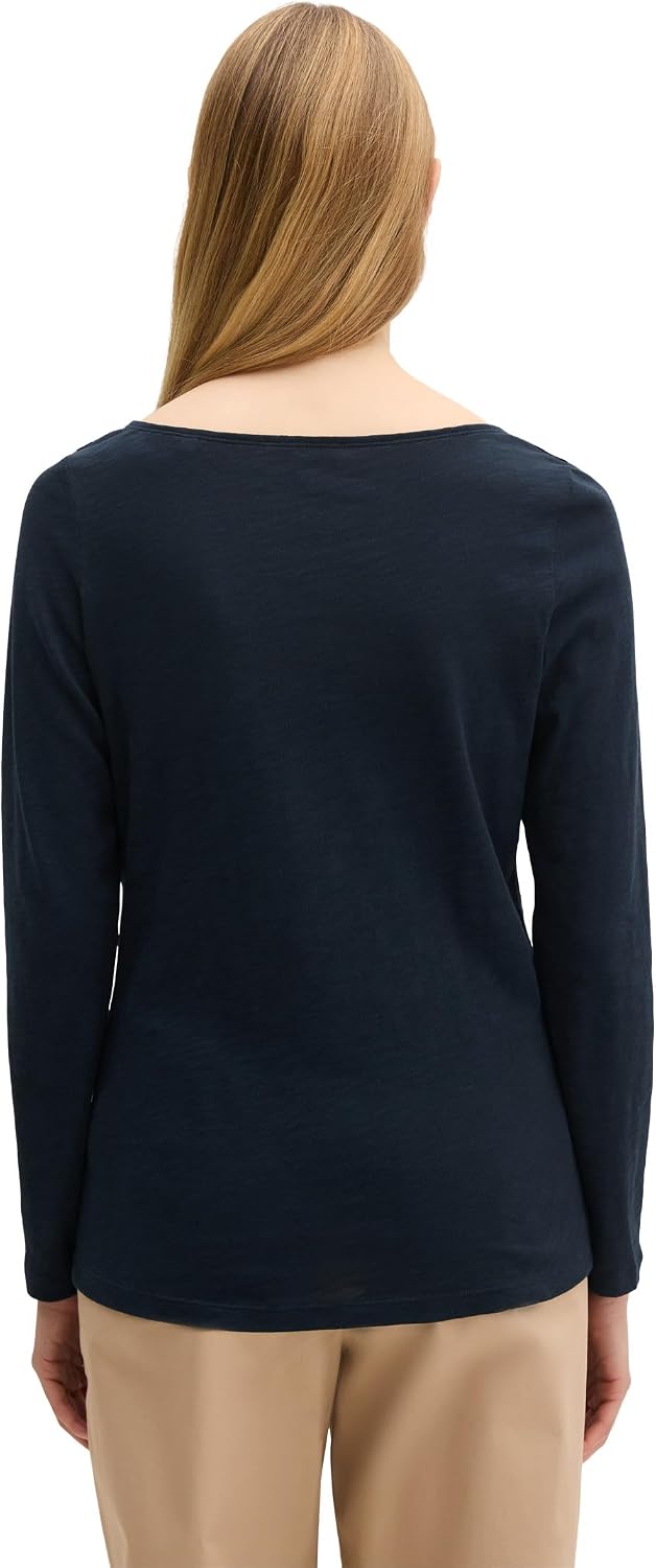 Marc OߴPolo Damen Langarmshirt aus Bio-Baumwolle Unterziehshirt XXS Blau, XXS Blau