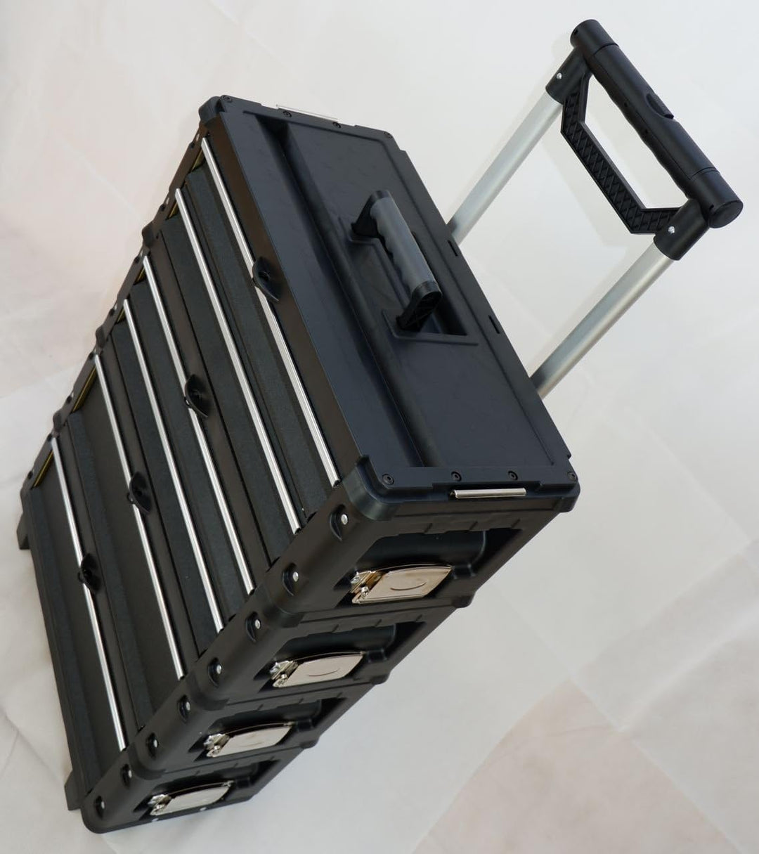 ALEOS. Metall Werkzeugtrolley Werkstattwagen XXL Type: B4-B BLACK EDITION schwarz mit Schubladenverr