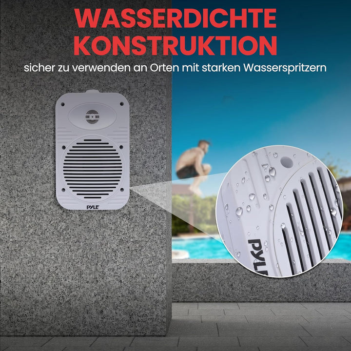 Pyle Lautsprecher Set Outdoor Indoor – 500W 4” 2-Wege Boxen wasserdicht Full Range Stereo Sound, Wet