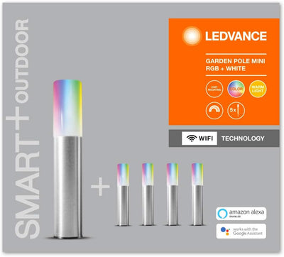 LEDVANCE Smarte LED Gartenleuchte mit WiFi Technologie, Basispaket mit 5 Mini Garten Poles für Ausse