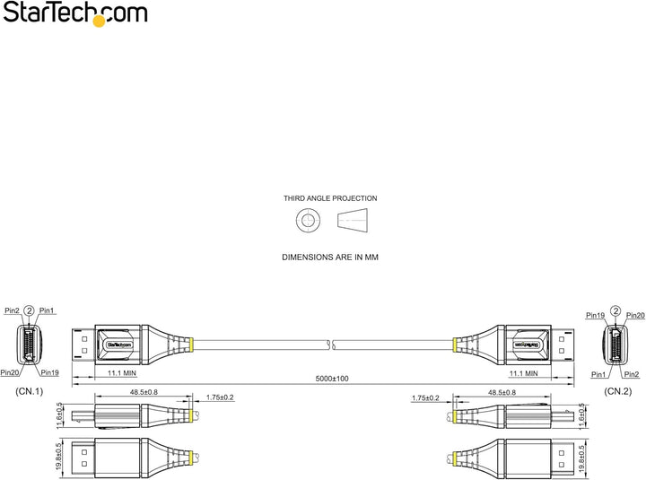 StarTech.com 5m VESA-zertifiziertes DisplayPort 1.4 Kabel - 8K 60Hz HDR10 MST - Ultra HD 4K 120Hz Vi