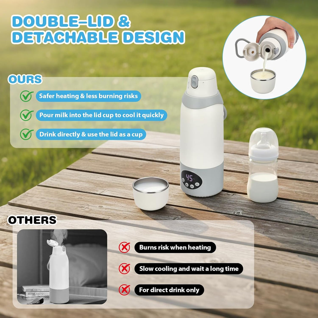 Flaschenwärmer Baby Unterwegs 500ml, 22 Stufen, Pasteurisierung, 12000mAh