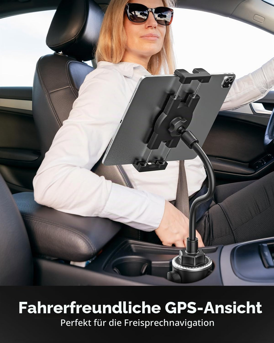 Schwanenhals Auto Tablet Getränkehalter, woleyi Universal Tablet Getränkehalter für Auto, LKW, Laufb