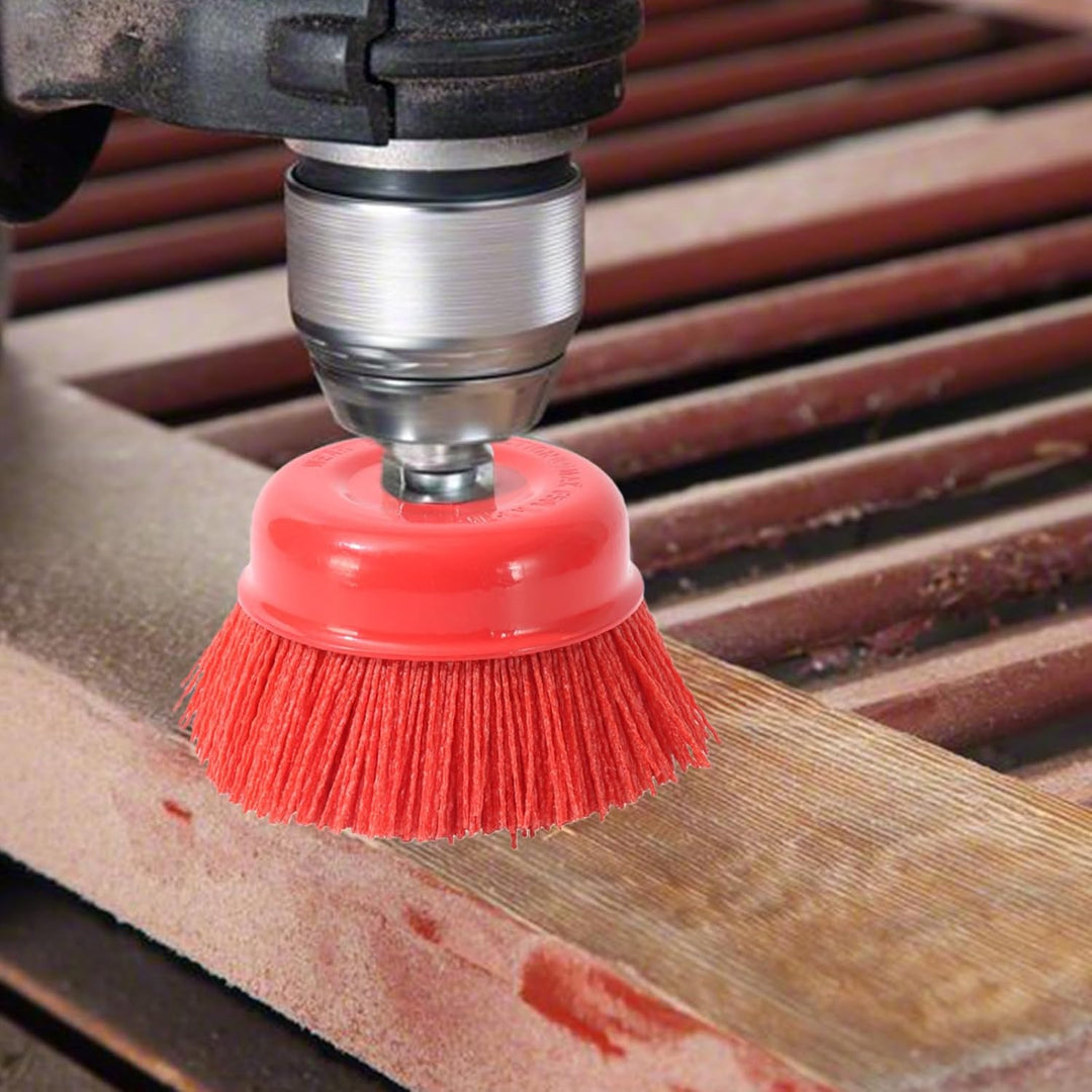 4 Stück Nylon Topfbürste Winkelschleifer M14, 75mm Nylonbürste, Schleifbürste, Topfbürste für Bohrma