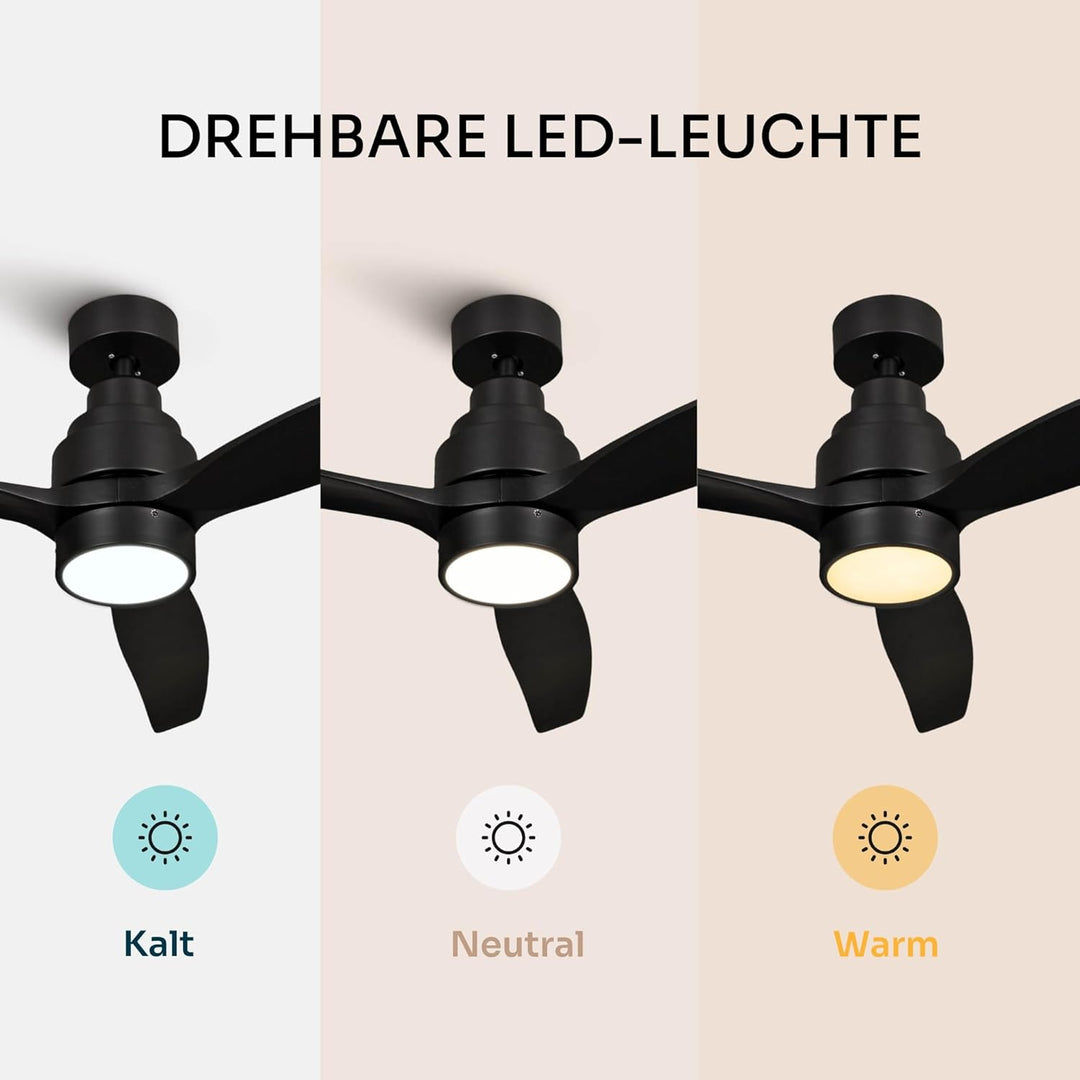 Mellerware - Deckenventilator mit Fernbedienung Brizy Bright | 45W | 6 Geschwindigkeiten | Sehr Leis