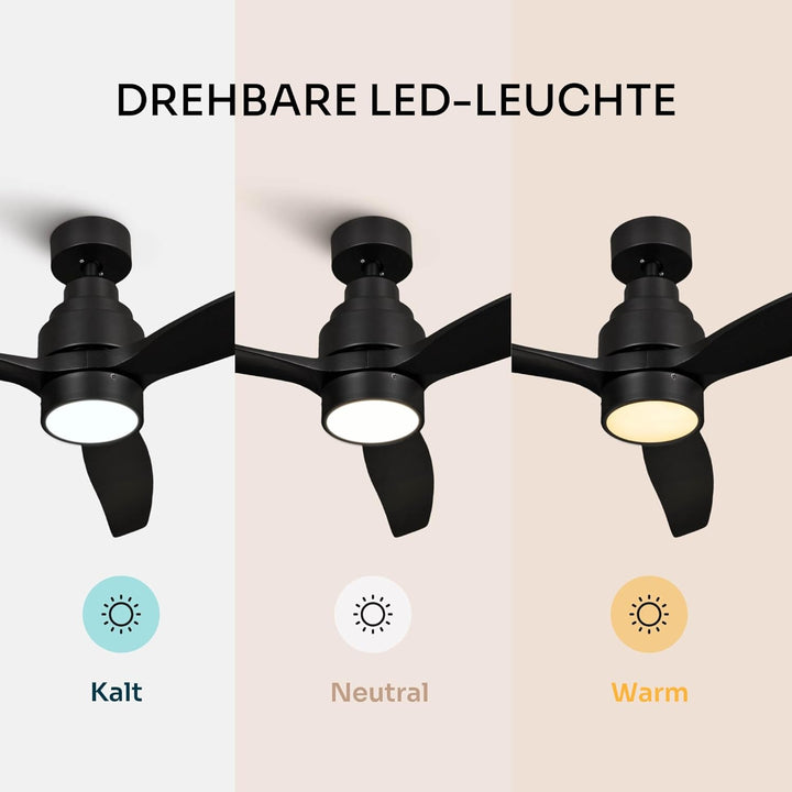 Mellerware - Deckenventilator mit Fernbedienung Brizy Bright | 45W | 6 Geschwindigkeiten | Sehr Leis