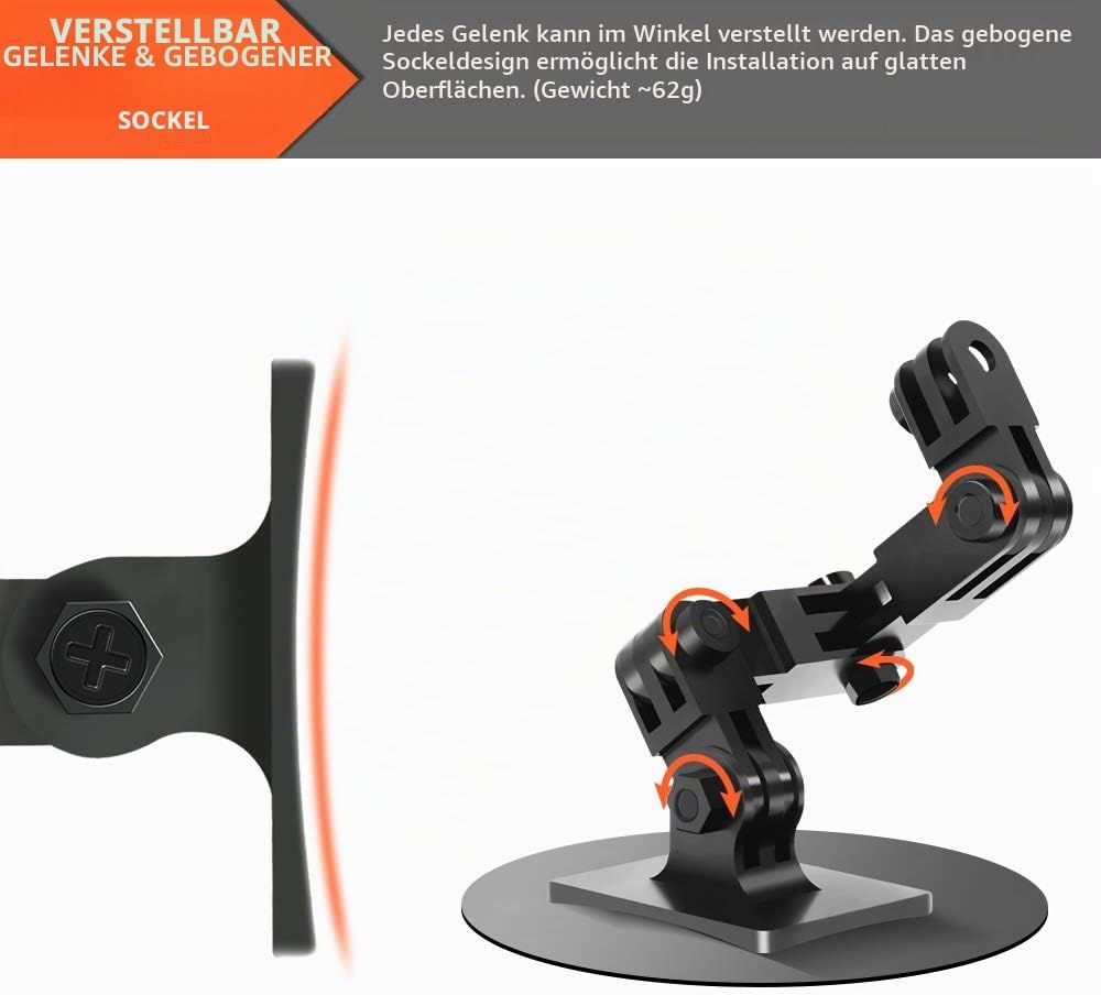 SUREWO Aluminium Motorrad helmhalterung für GoPro Hero 11/10/9/8/7 / (2018) / 6/5 Schwarz ,APEMAN /