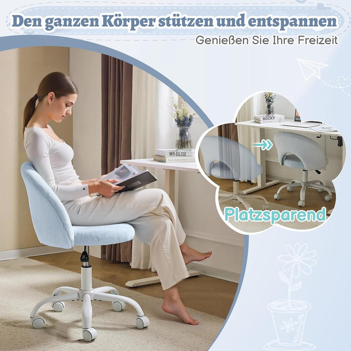 Bonnlo Homeoffice Stuhl, Schreibtischstuhl, Schminktisch Stuhl, Bürostuhl ohne Armlehnen, Drehstuhl