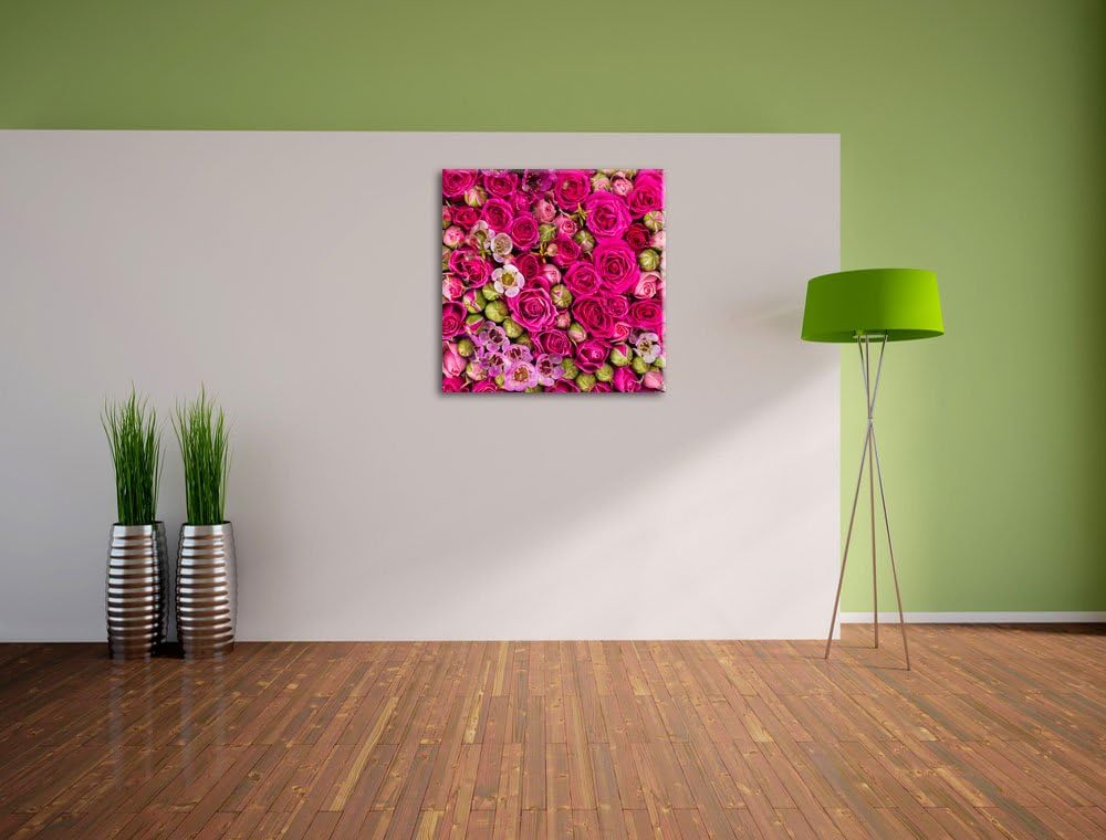 Pixxprint Blumen, Format: 70x70 auf Leinwand, XXL riesige Bilder fertig gerahmt mit Keilrahmen, Kuns