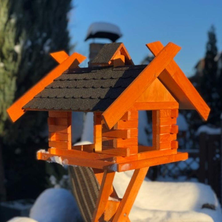 Rechteckiges Vogelhaus M - XL wetterfest aus Holz Vogel Futterstelle Haus mit und ohne Ständer (Grös