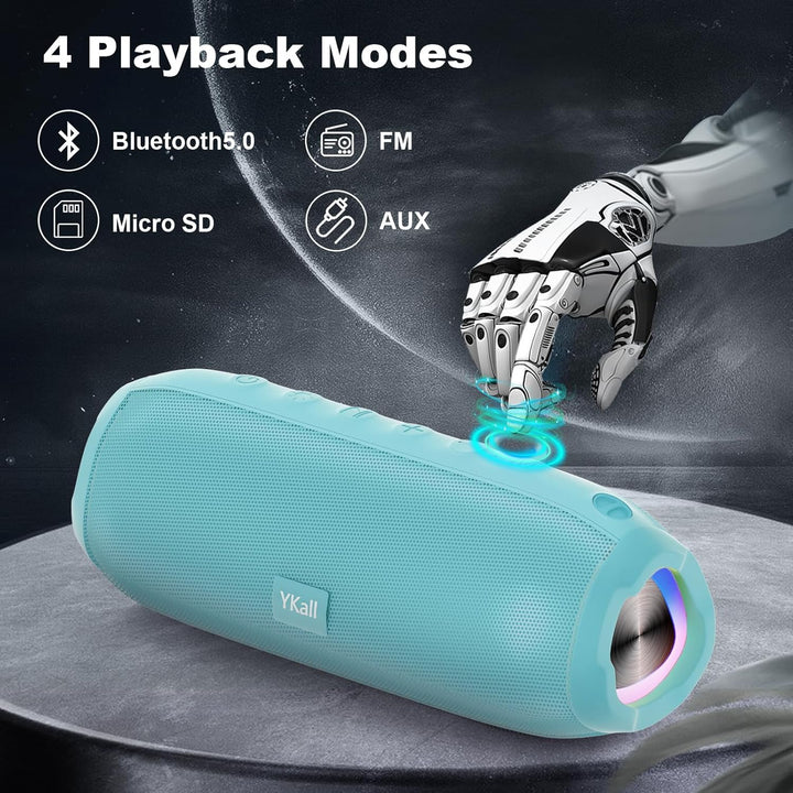 Ykall Bluetooth Lautsprecher 20W, LED Musikbox mit 360° HD Stereo Sound, IPX6 Wasserdicht, 36 Std. S