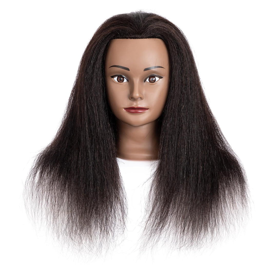 Mannequinkopf mit menschlichem Haar 18'' Kosmetologie Mannequinkopf mit 100% echtem menschlichem Haa