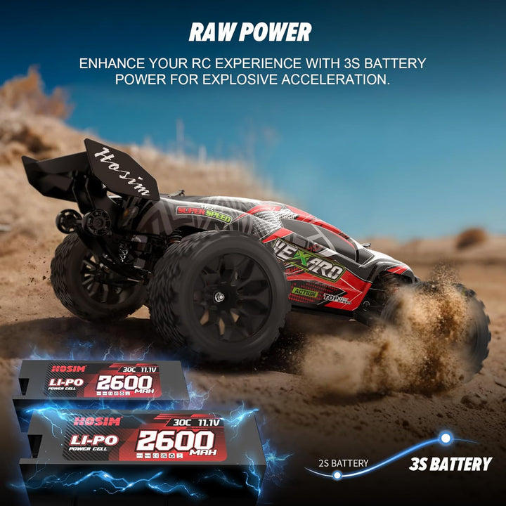 Hosim Ferngesteuertes Auto ab 14 Jahre, 1:8 Brushless RC Auto 70+ KM/H High Speed, 4x4 Offroad Monst