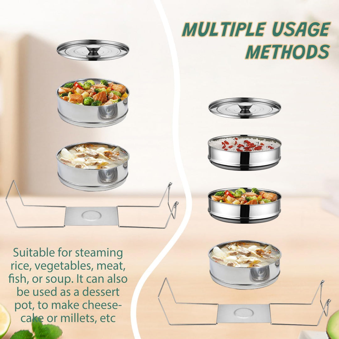 Stapelbares Edelstahl Dampfgarer Set, 20 cm Dämpfgeschirr mit Deckel Stapelbarer Dampftopf Kochgesch