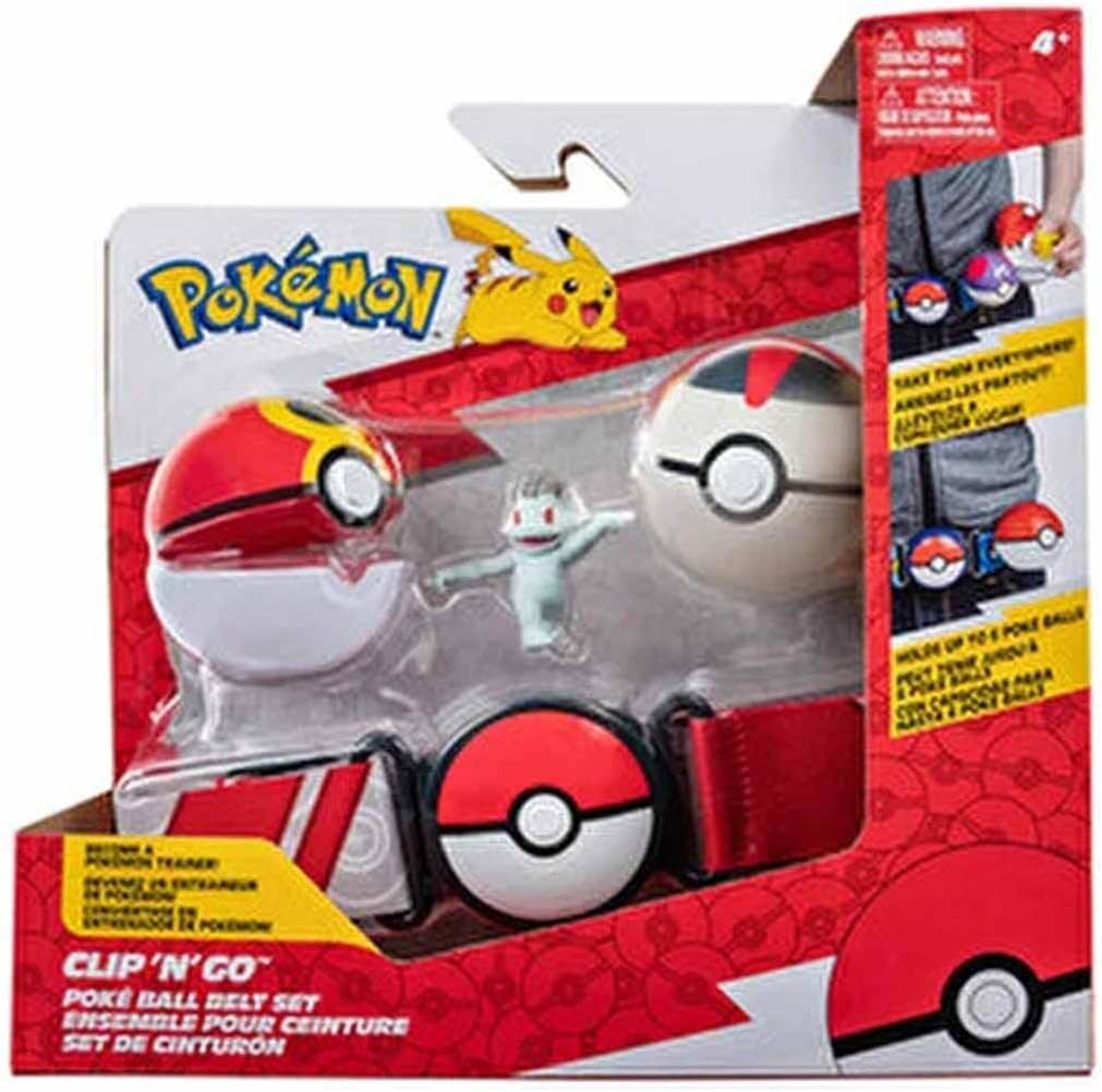 Pokémon PKW2717 - Clip and Go Pokéball Gürtel Set - Wiederball, Timerball & Machollo, offizielles Se
