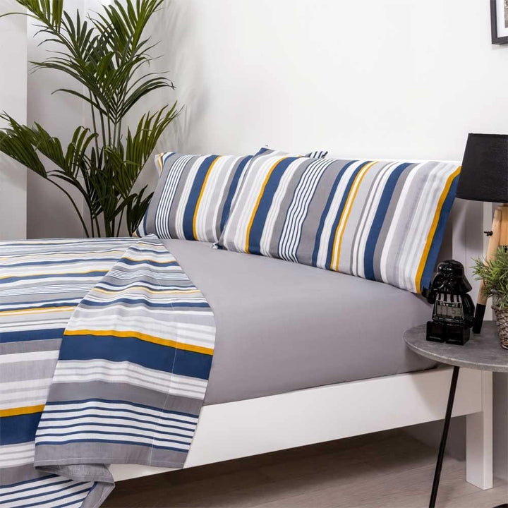COTTON ARTean ORISOL Bettwäsche-Set, Weiss und Grau, 50 % Baumwolle, 50 % Polyester, Weiss und Grau,