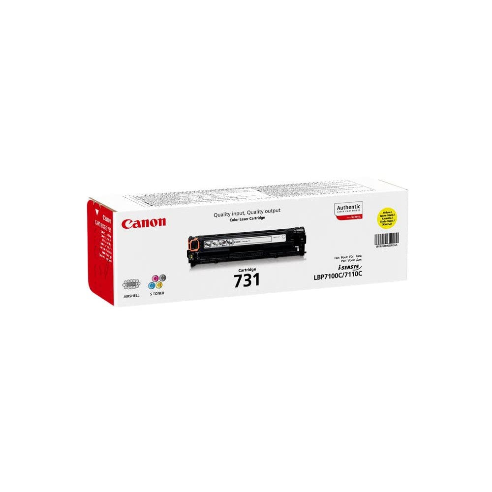 Canon 731 Y original Toner Amarillo für ISensys Laserdrucker, 242X543, Gelb, Standard Gelb Toner Car