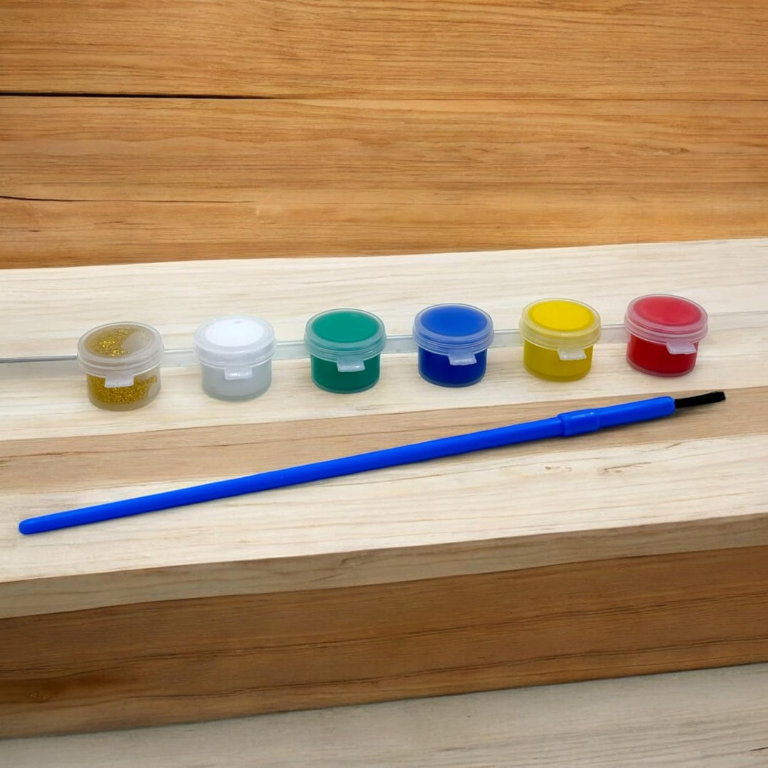 MIJOMA DIY Nussknacker Set aus Holz zum Selbstgestalten & Bemalen mit 6 Farben & Pinsel, 16cm hoch,