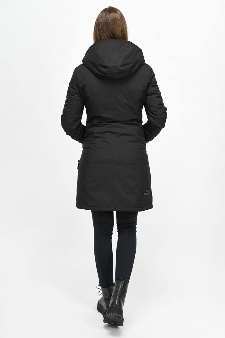 Navahoo Damen Wintermantel Winterparka mit Kapuze Letiziaa XS-3XL 3XL Schwarz, 3XL Schwarz
