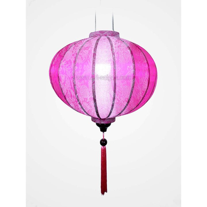 Asiatische Lampion aus Seide, Rosa R, Durchmesser 33 cm, Laterne aus Stoff, Bambus und Holz, Dekorat