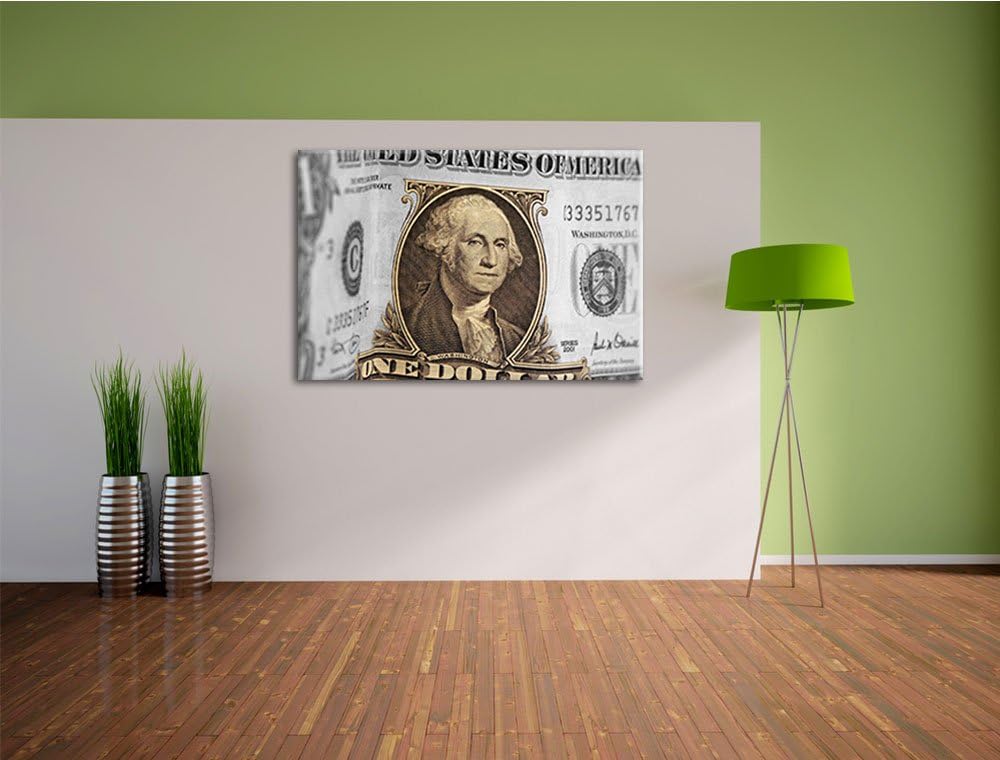 Dollarschein USA schwarz/weiss Format: 100x70 cm auf Leinwand, XXL riesige Bilder fertig gerahmt mit