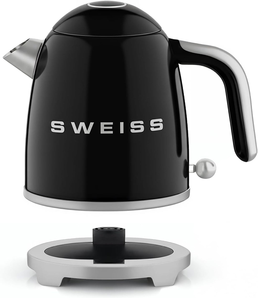 SWEISS Elektrischer Wasserkocher KTS9 im Vintage-Stil, 1 l, kompakter Edelstahl, 1000 W, schnelles K
